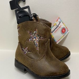 Infant’s Size 3 Pleather Cowboy Boots with Glittery Star Cutouts
